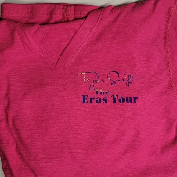Taylor Swift The Eras Pink Hooded Shirt size Large - Picture 1 of 6